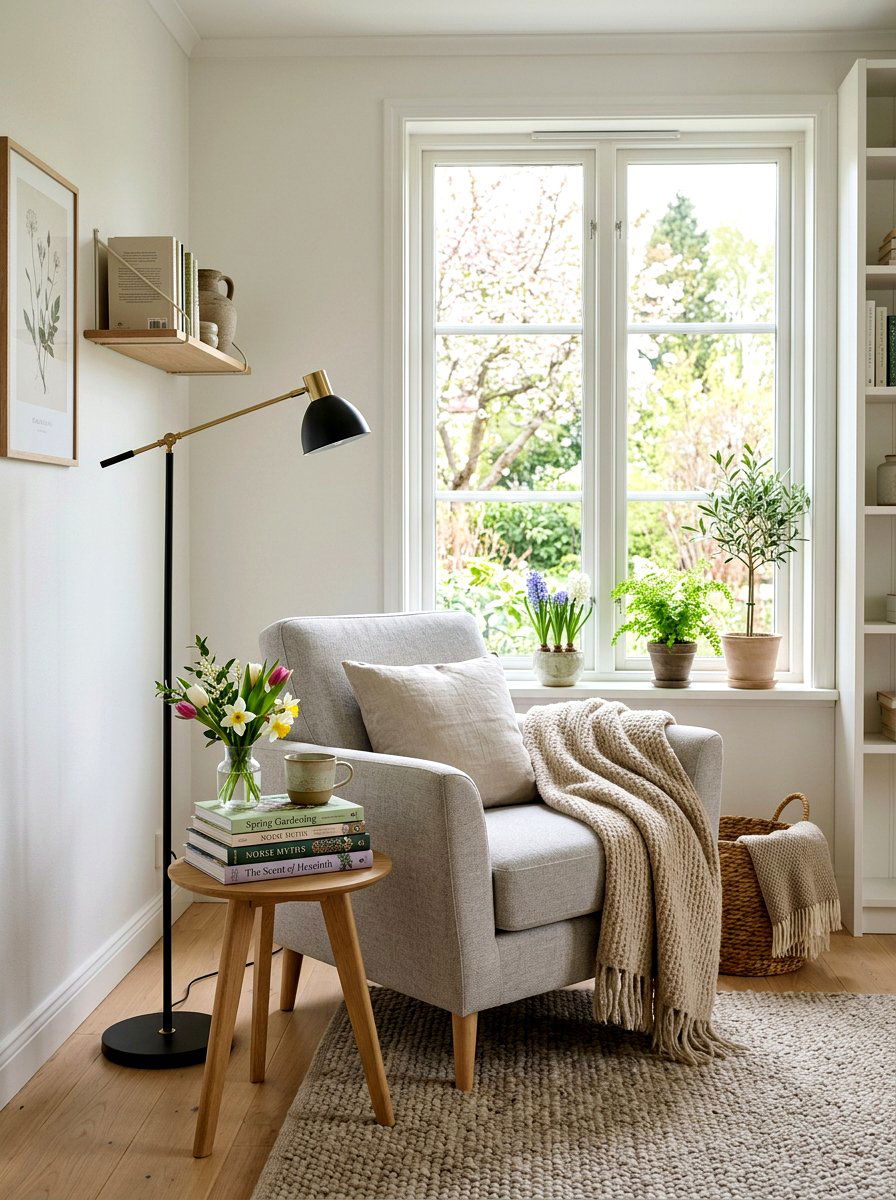 Nordic Reading Corner Spring - 25 Spring Scandinavian Decor Ideas