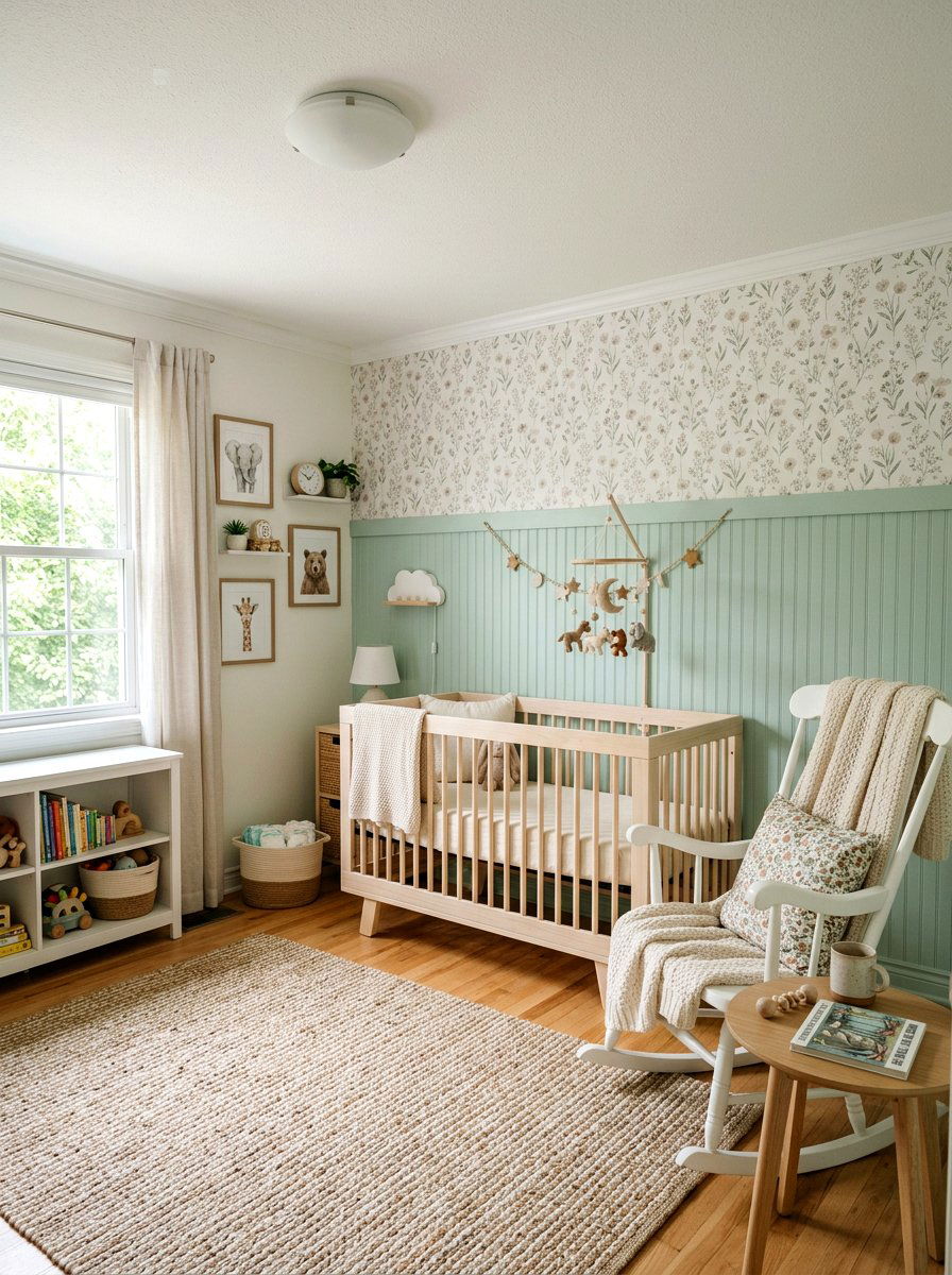 Nursery Beadboard Accent Wall - 25 Spring Beadboard Decor Ideas