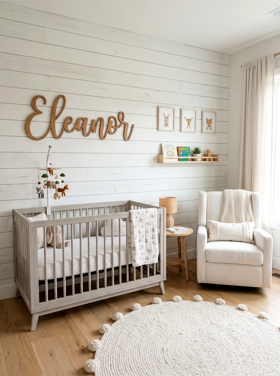Nursery Shiplap Wall With Name Sign - 25 Spring Shiplap Wall Decor Ideas