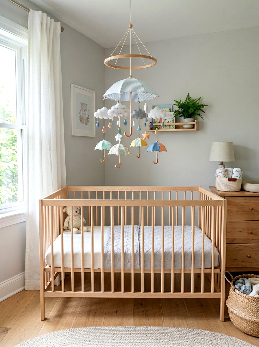 Nursery Umbrella Mobile - 25 Spring Umbrella Decor Ideas