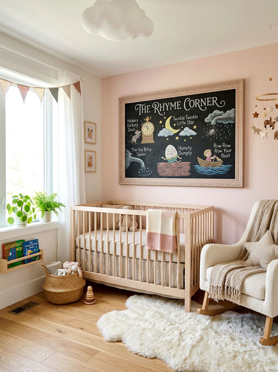 Nursery nursery rhyme chalkboard art - 25 Spring Chalkboard Decor Ideas