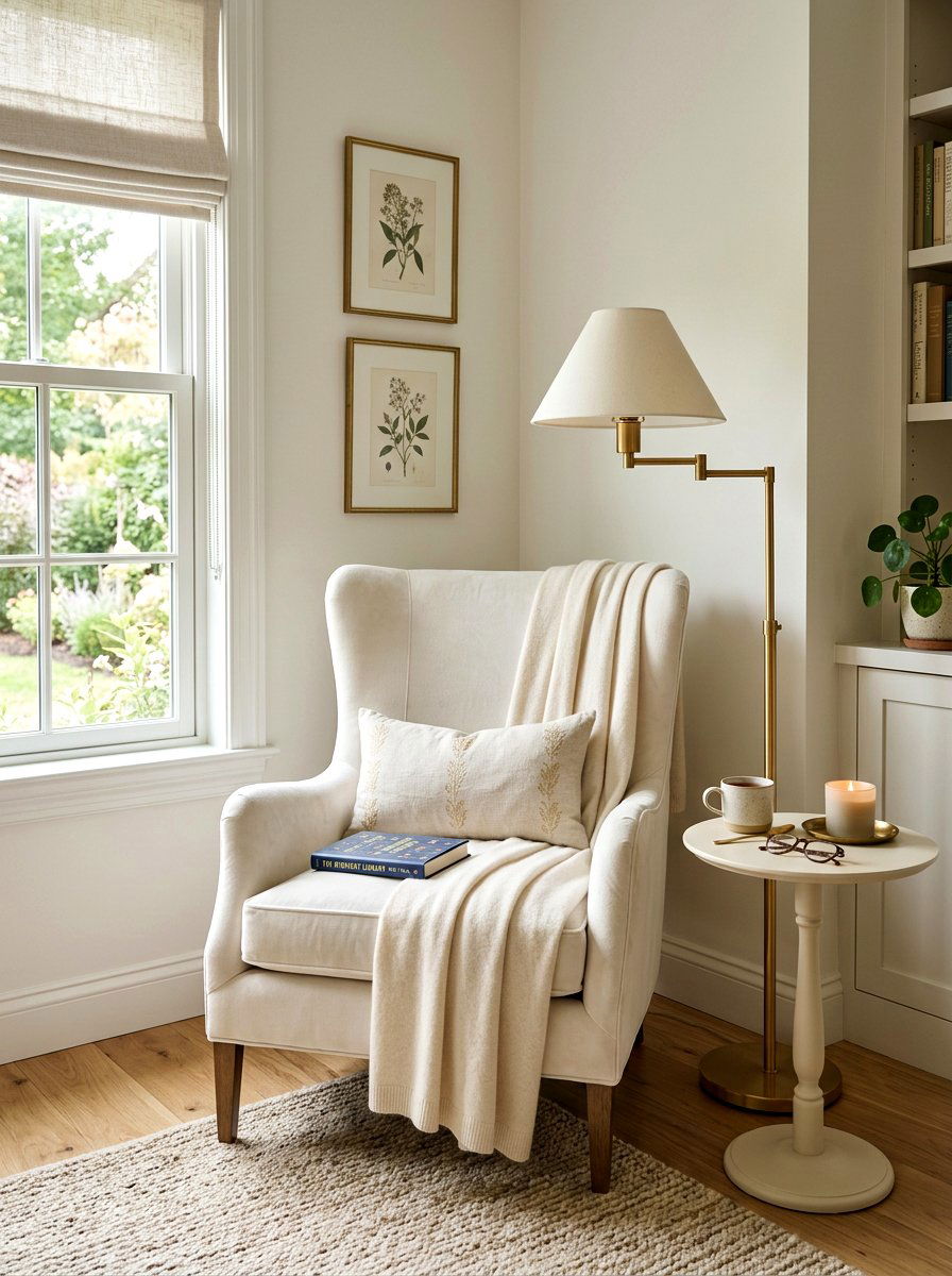 Off white reading nook - 25 Spring Cream Decor Ideas
