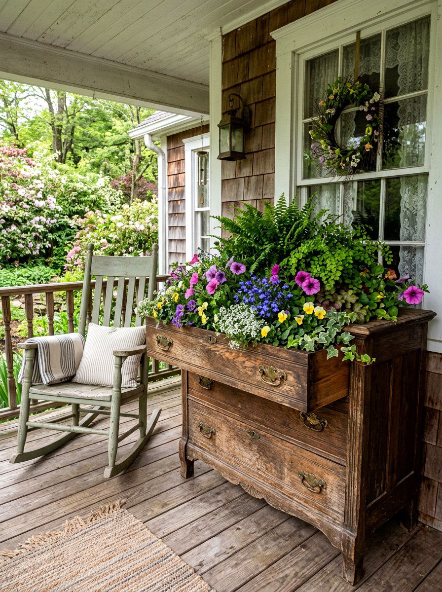 Old Dresser Drawer - 25 Spring Vintage Planter Ideas