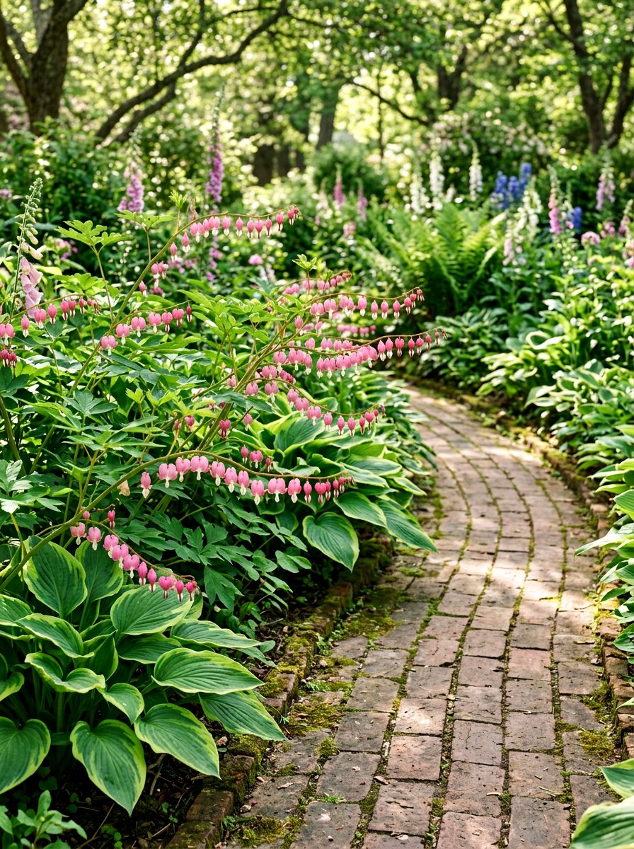 Old Fashioned Bleeding Heart Border - 25 Spring Perennial Garden Ideas