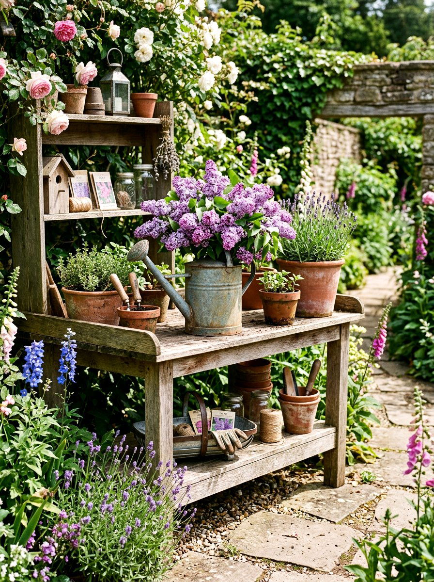 Old Galvanized Watering Can - 25 Spring Antique Planter Ideas