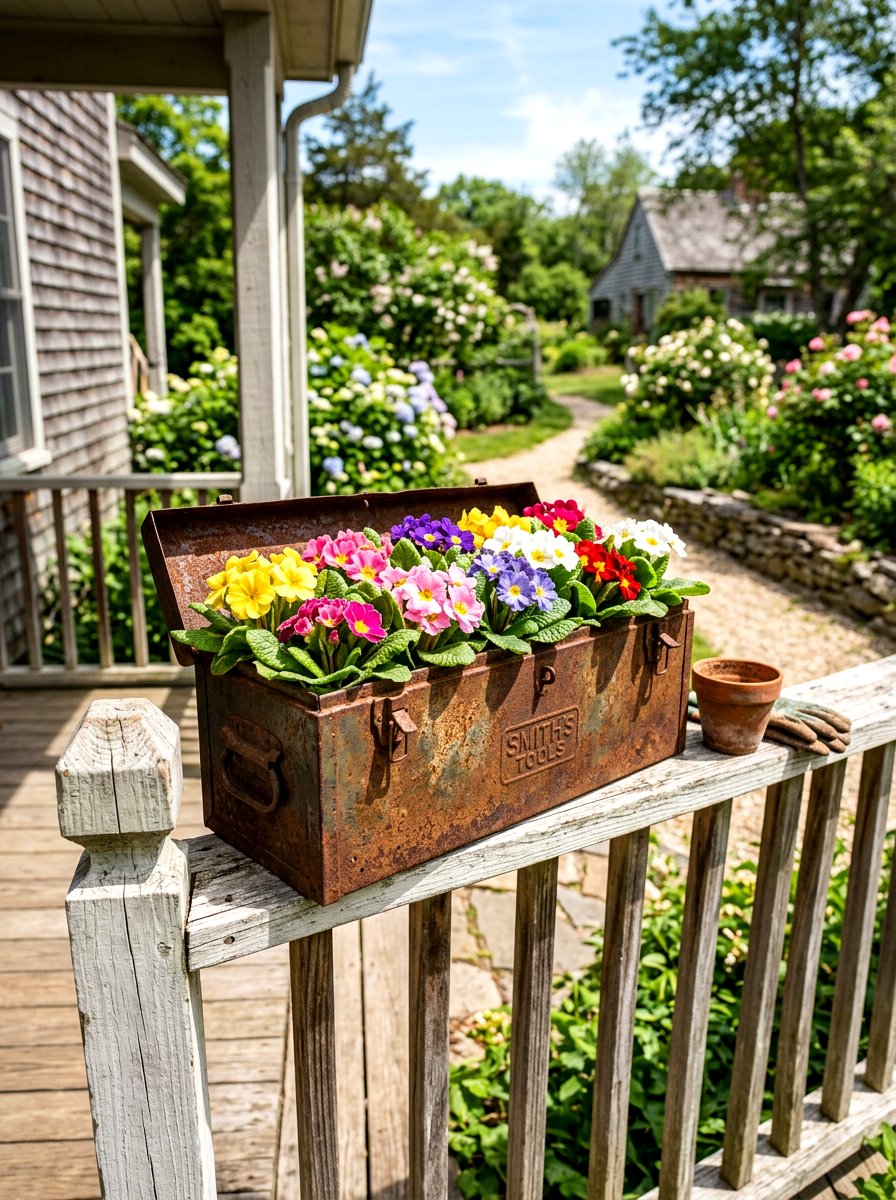 Old Metal Tool Box Flower Box - 25 Spring Antique Planter Ideas