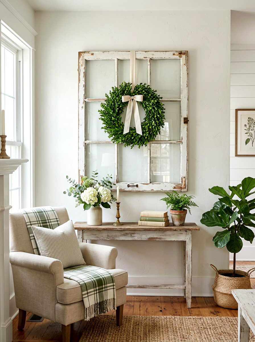 Old Window Frame - 25 Spring Antique Decor Ideas