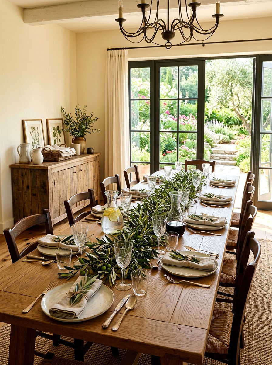 Olive Branch Table Runner - 25 Spring Greenery Garland Ideas