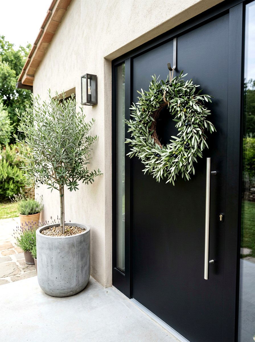 Olive Leaf Door Wreath - 25 Spring Outdoor Wreath Ideas