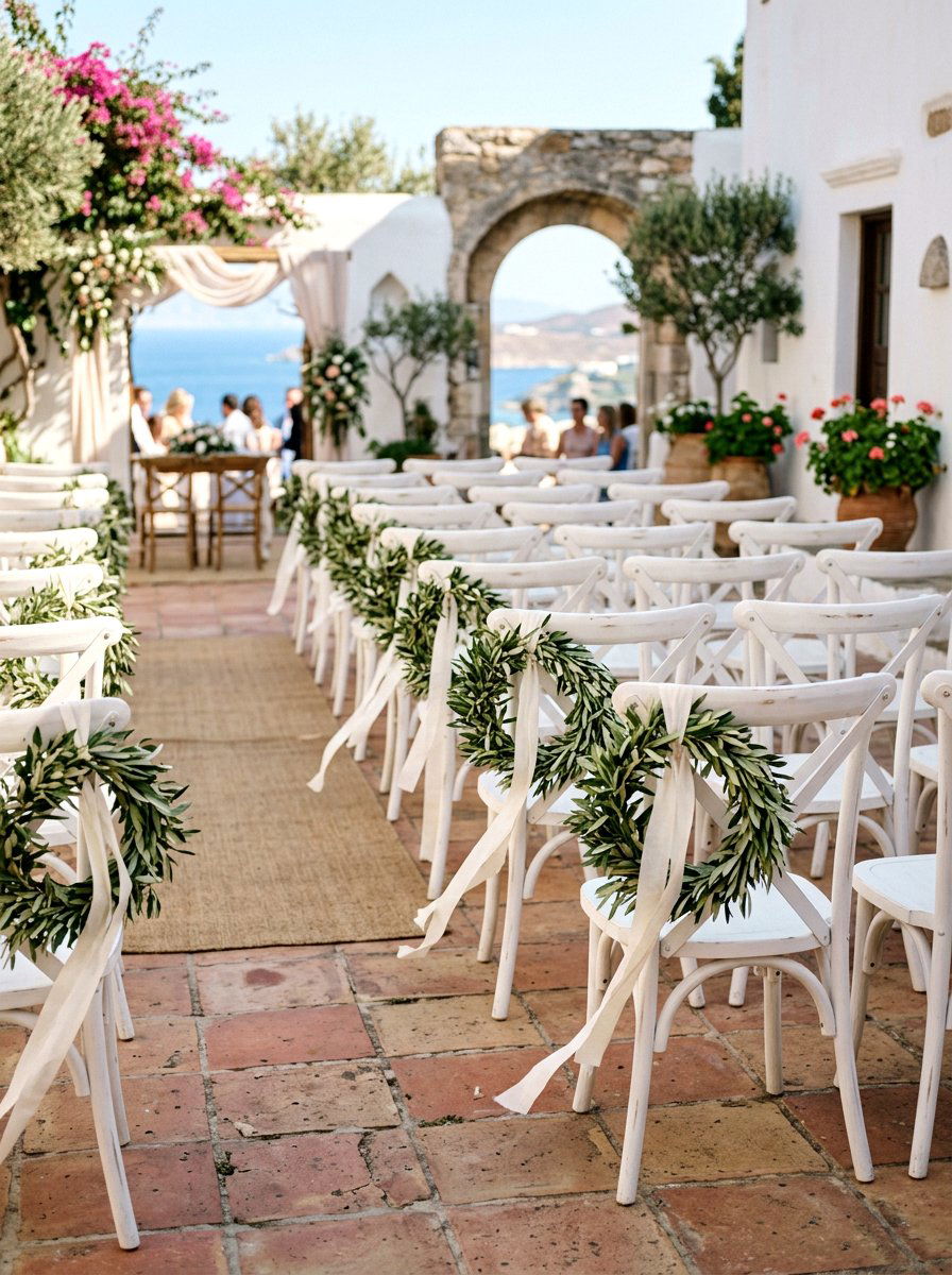 Olive Leaf Wreath - 25 Spring Wedding Chair Decor Ideas