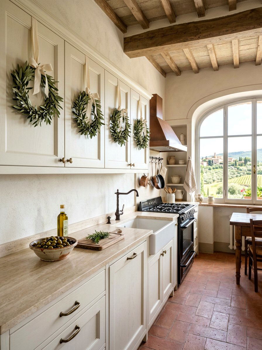 Olive Leaf Wreath - 25 Spring Cabinet Wreath Ideas