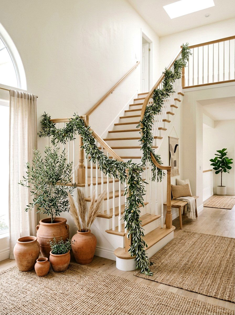 Olive branch garland - 25 Spring Staircase Garland Ideas
