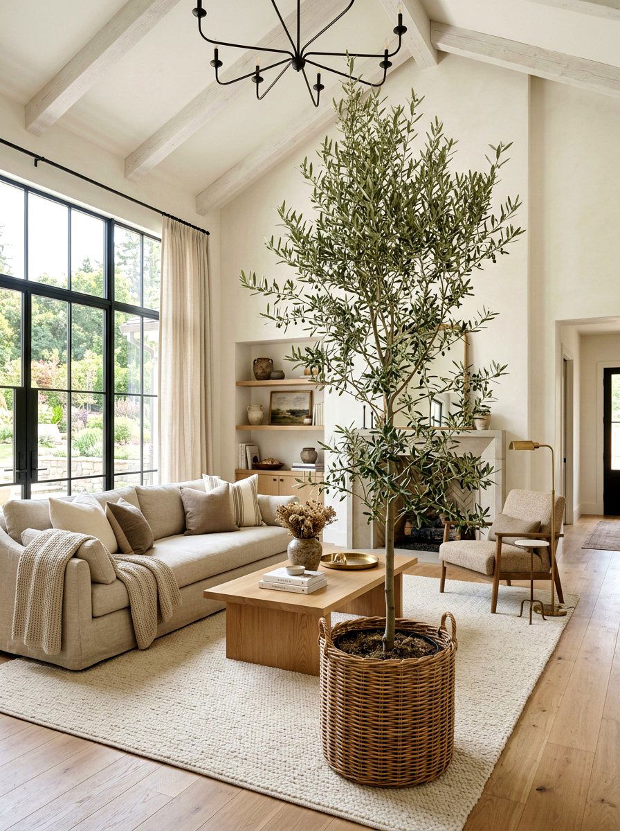 Olive tree living room - 25 Spring Greenery Decor Ideas
