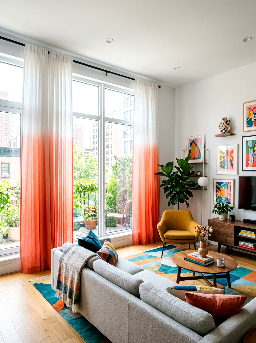 Ombre Curtains - 25 Spring Living Room Curtain Ideas