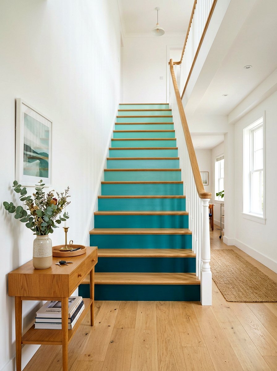 Ombre Painted Stairs - 25 Spring Ombre Decor Ideas