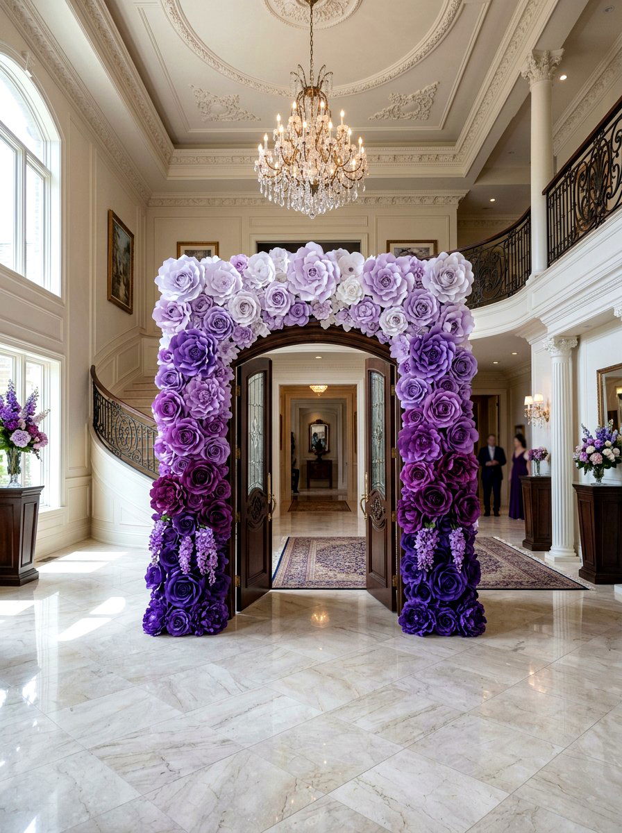 Ombre Paper Flower Arch - 25 Spring Tissue Paper Decor Ideas