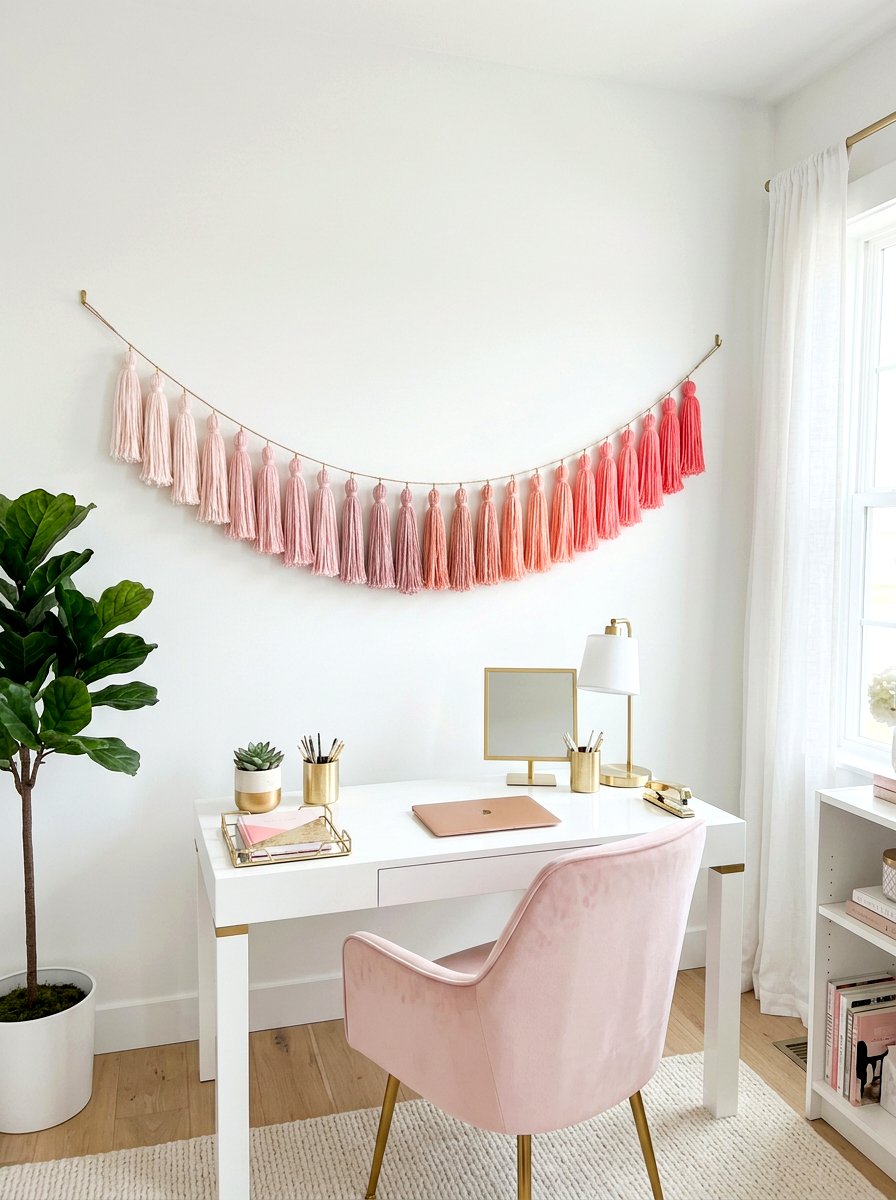 Ombre Pink Tassel Garland - 25 Spring Tassel Garland Ideas