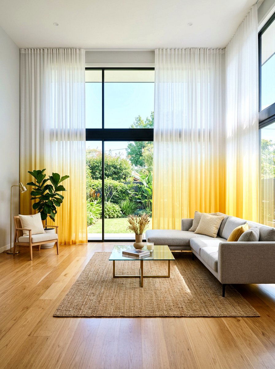 Ombre Sheer Curtains - 25 Spring Ombre Decor Ideas