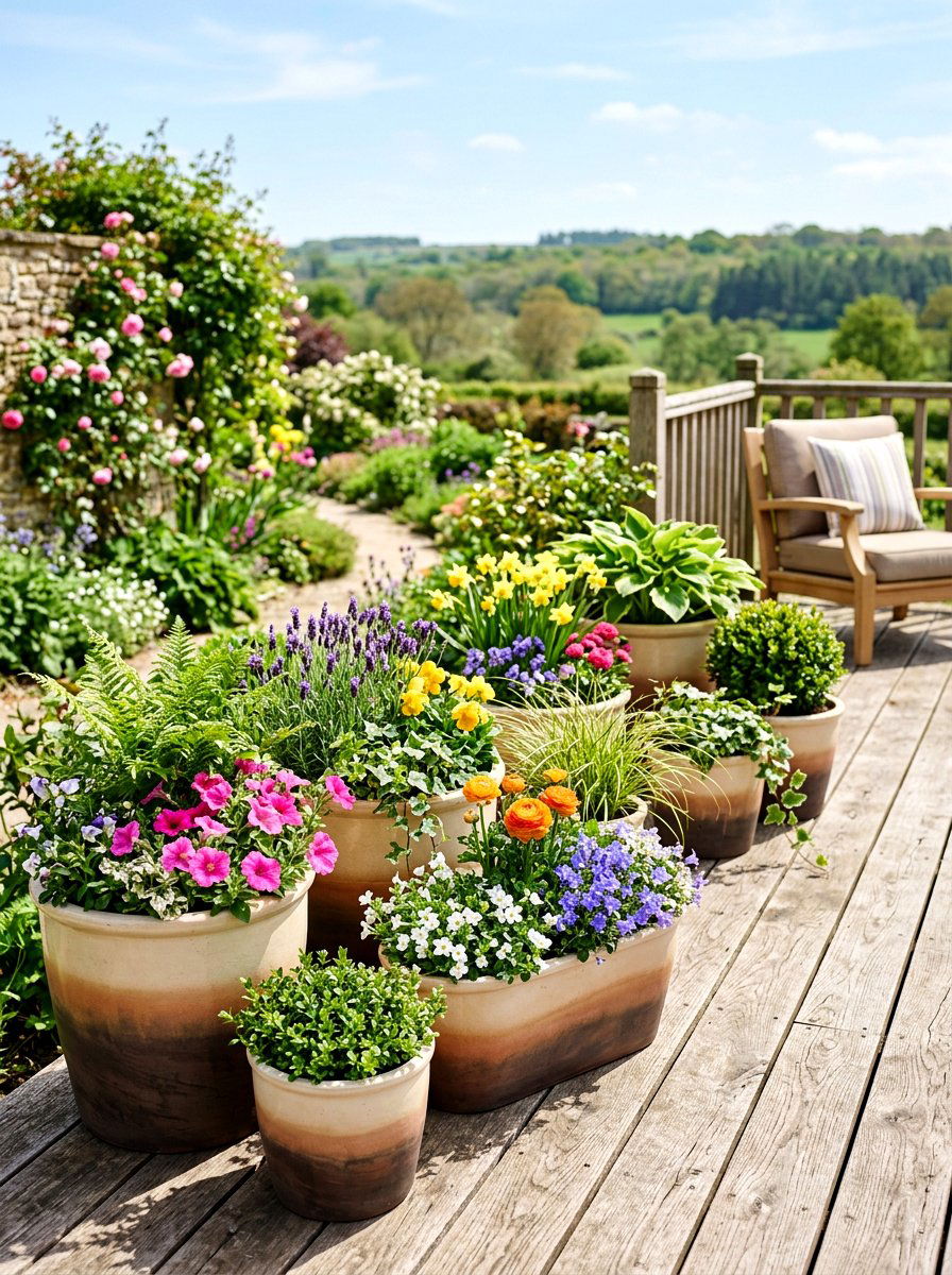 Ombre Terrace Planters - 25 Spring Ombre Decor Ideas