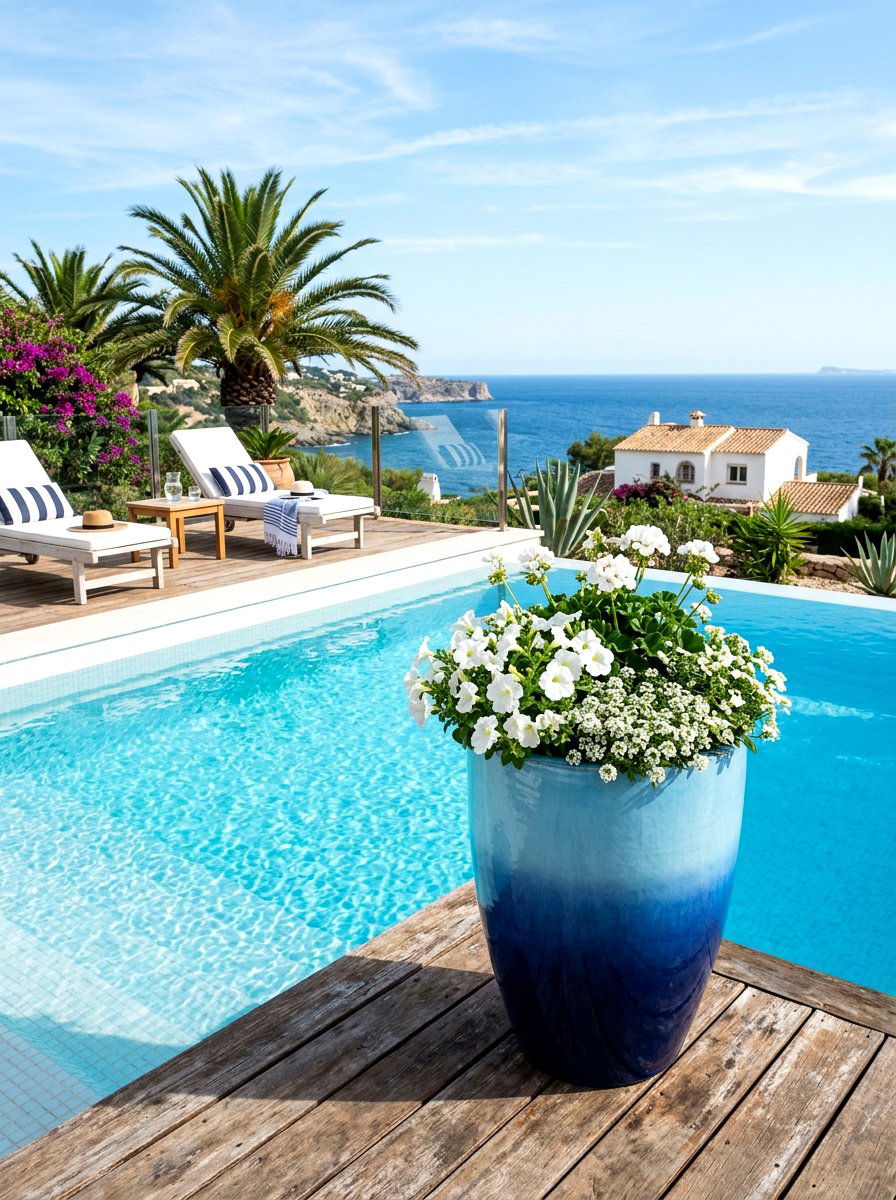 Ombre blue garden pot - 25 Spring Pot Painting Ideas