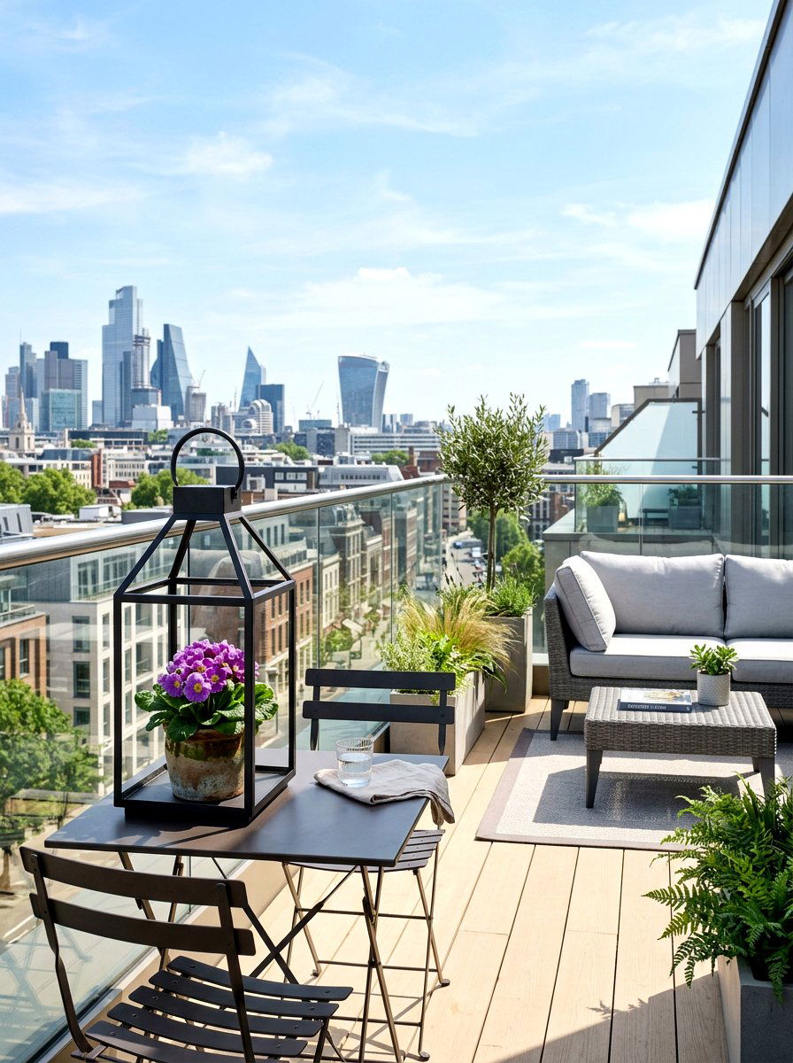 Open Frame Lantern With Potted Primrose - 25 Spring Lantern Centerpiece Ideas