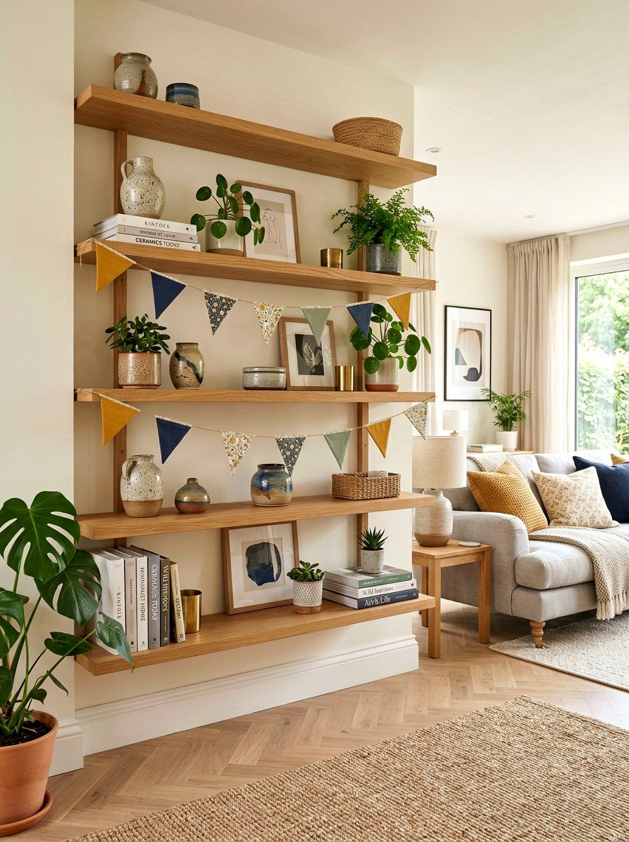 Open Shelving Bunting - 25 Spring Fabric Bunting Ideas