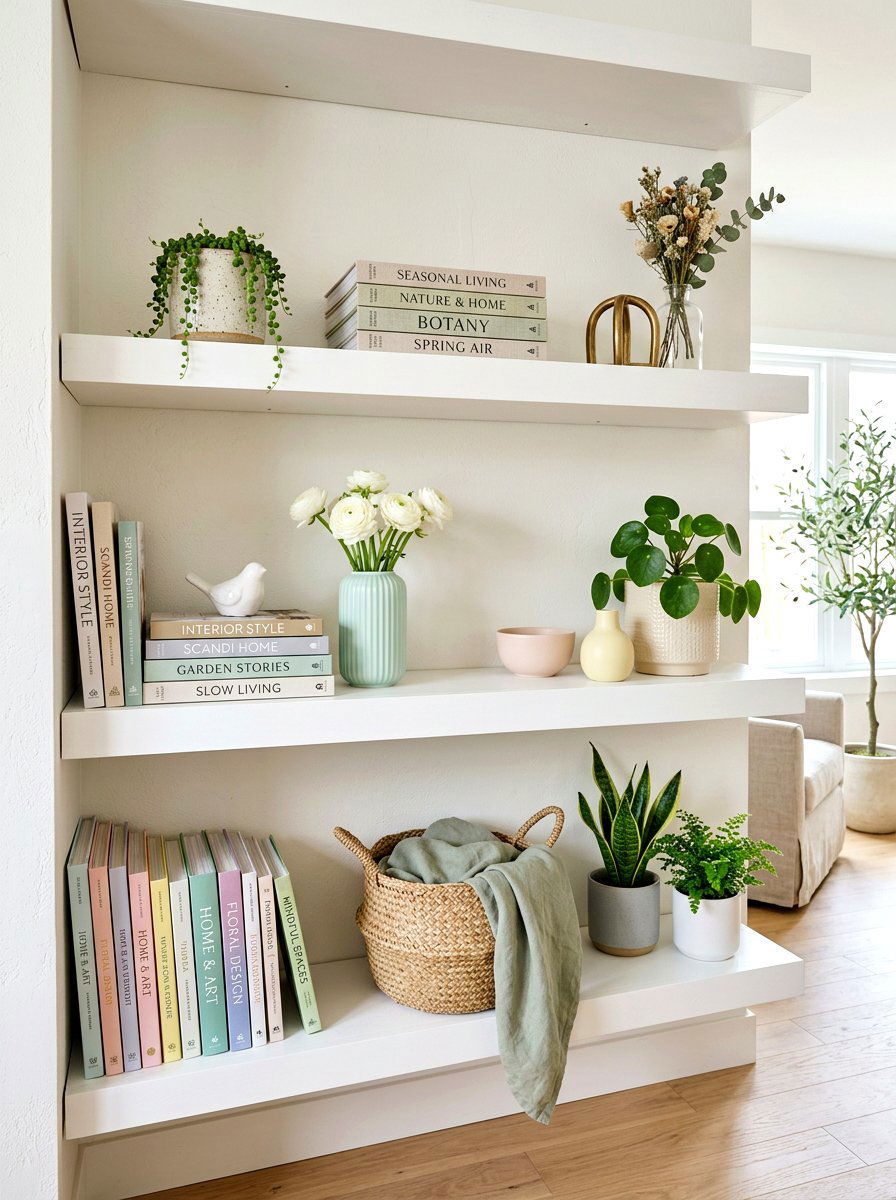 Open Shelving Decor - 25 Spring Sitting Room Decor Ideas