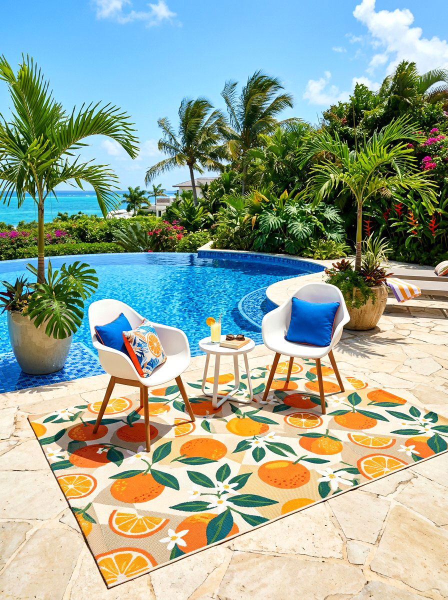 Orange Citrus Outdoor Rug - 25 Spring Outdoor Rug Ideas