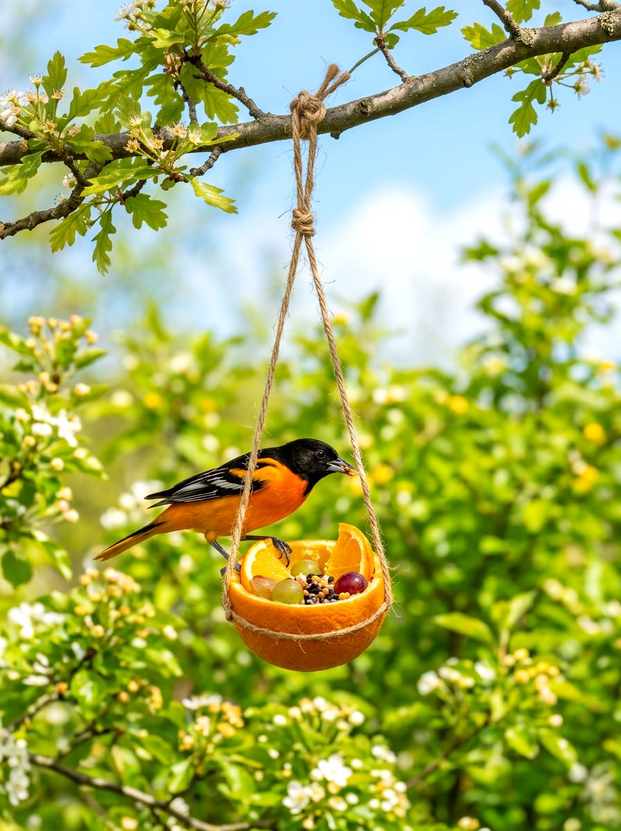 Orange Peel Bird Feeder - 25 Spring DIY Bird Feeder Ideas