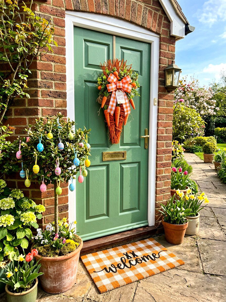 Orange carrot door swag - 25 Spring Door Swag Ideas