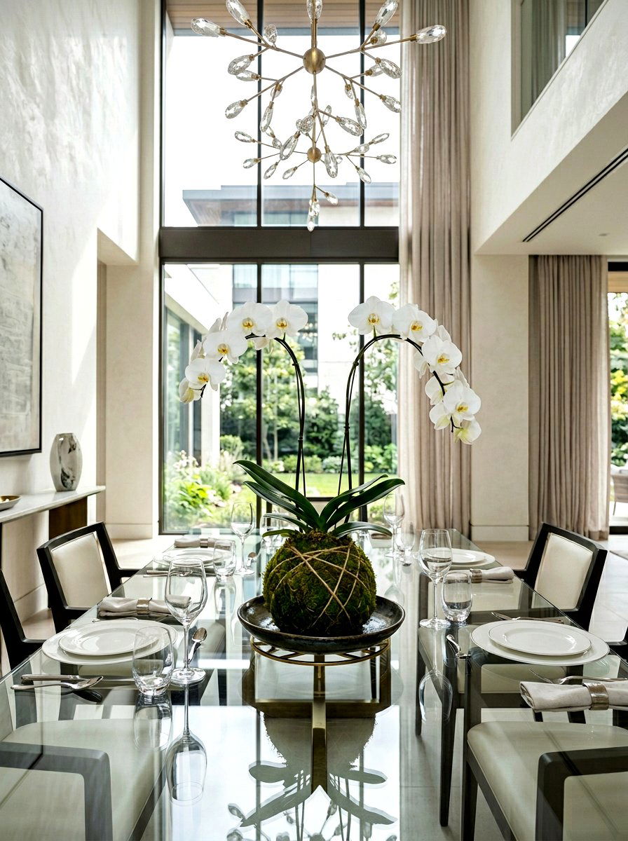 Orchid Kokedama Centerpiece - 25 Spring Moss Ball Plant Ideas