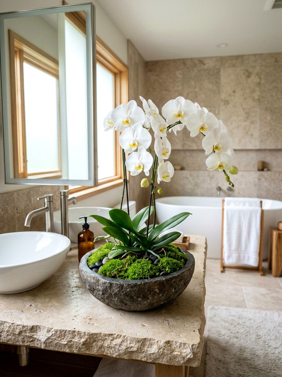 Orchid and Moss Setup - 25 Spring Flower Bouquet Ideas