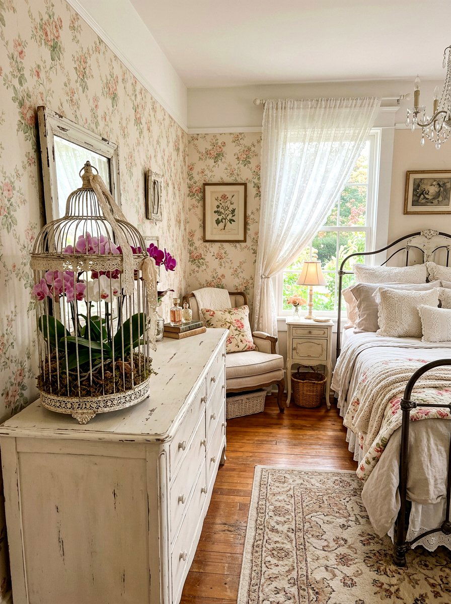 Orchids In Birdcage Planter - 25 Spring Orchid Display Ideas