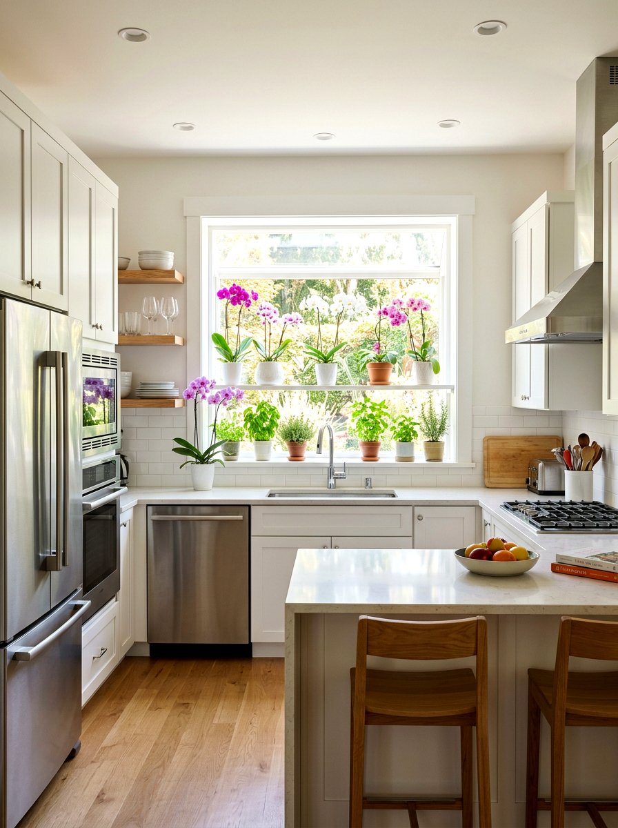 Orchids On Kitchen Windowsill - 25 Spring Orchid Display Ideas