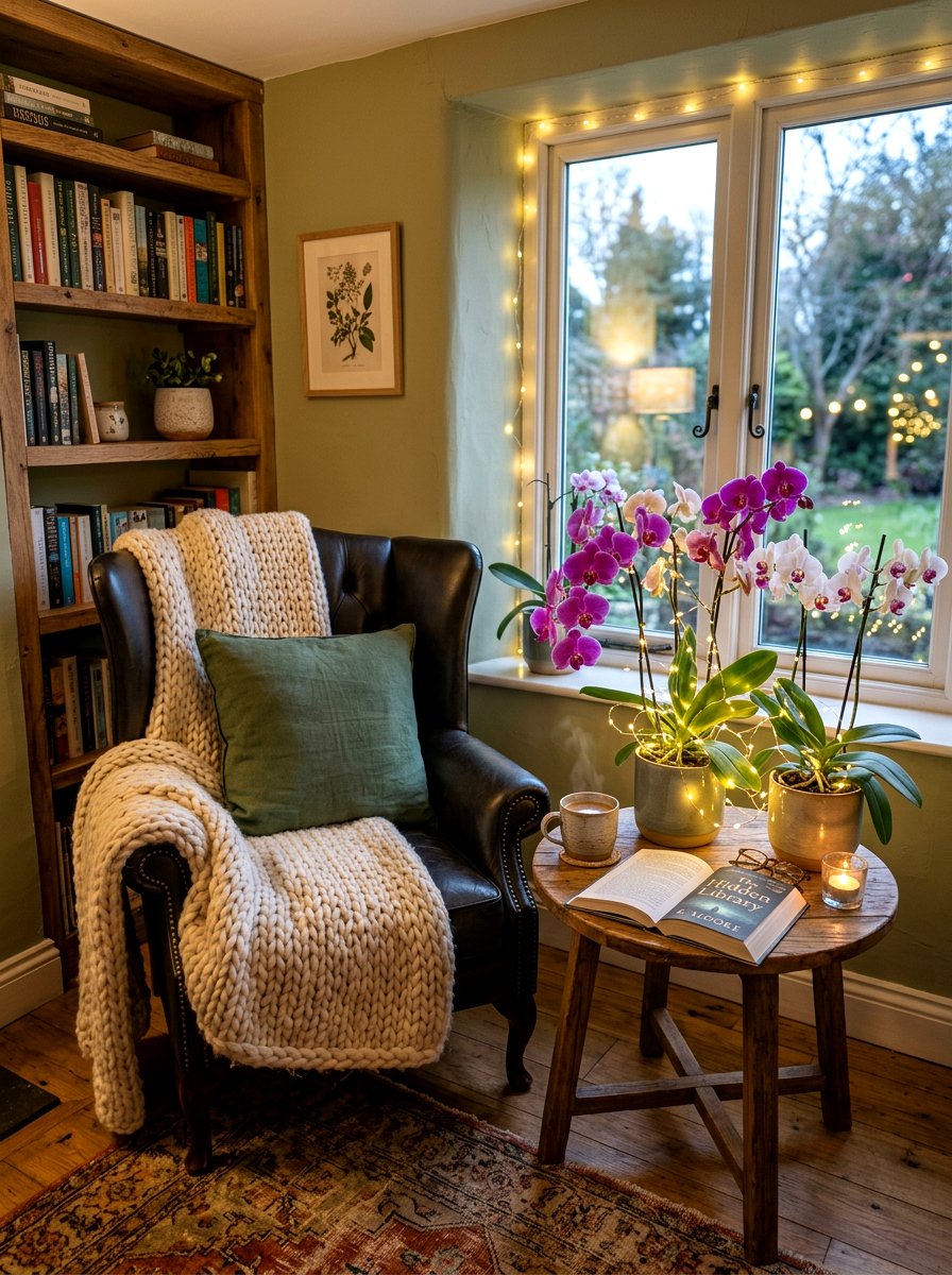 Orchids With Fairy Lights - 25 Spring Orchid Display Ideas