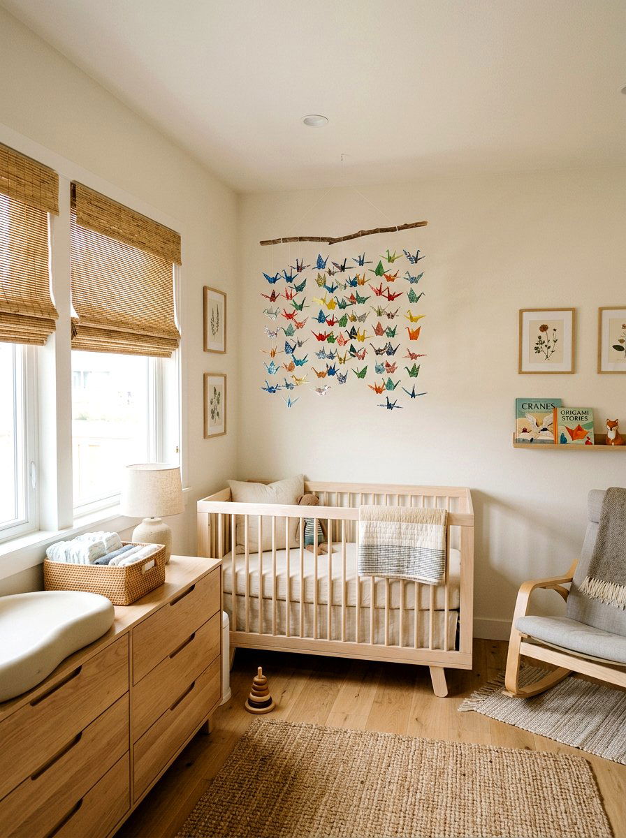 Origami Crane Mobile - 25 Spring Mobile Ideas for Nursery