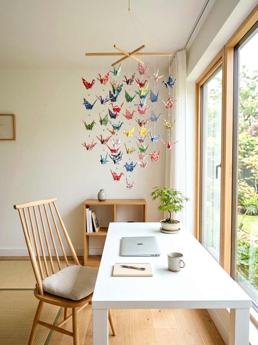 Origami Paper Crane Mobile - 25 Spring Bird Mobile Ideas