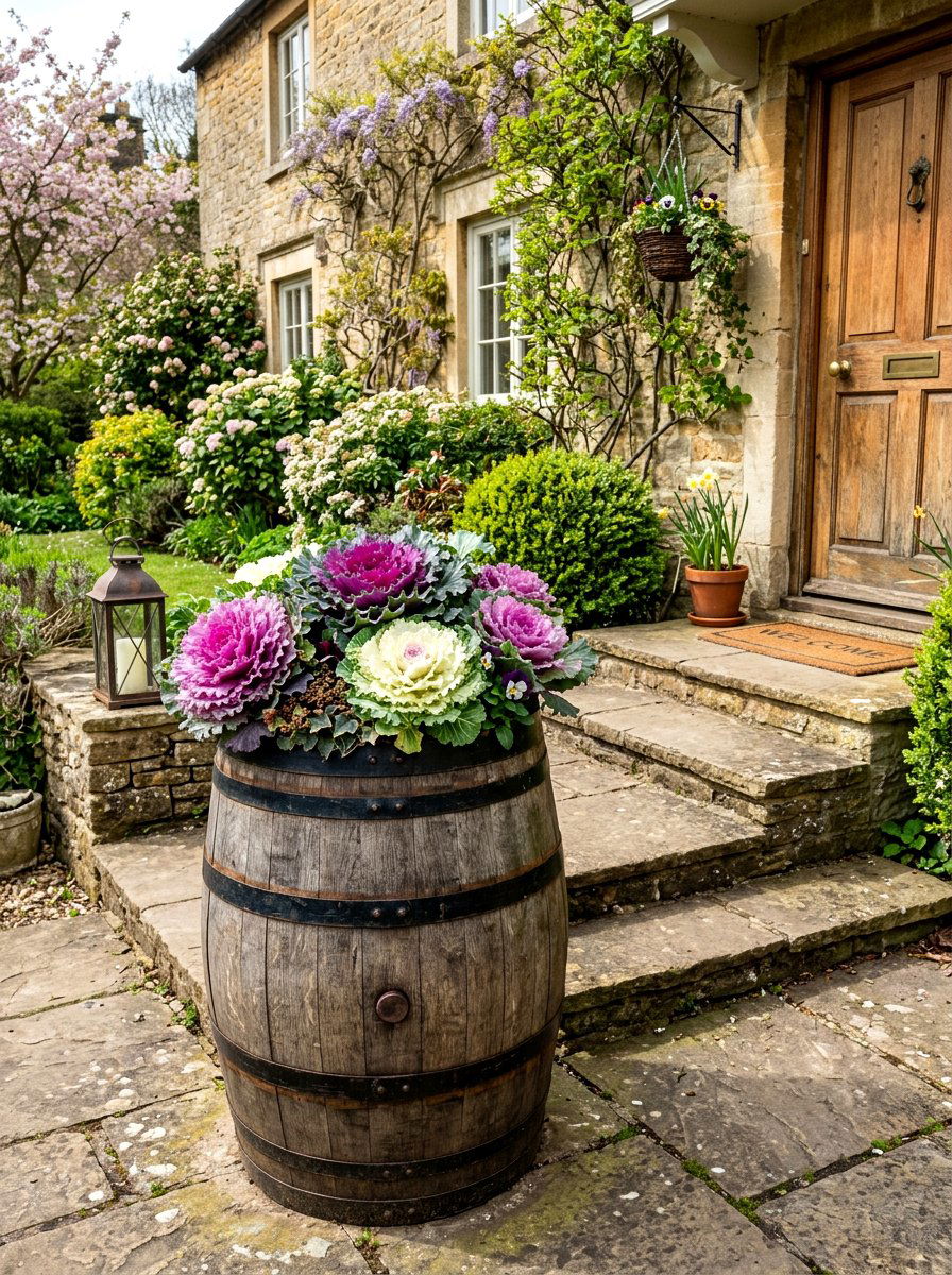 Ornamental cabbage container - 25 Spring Container Garden Ideas