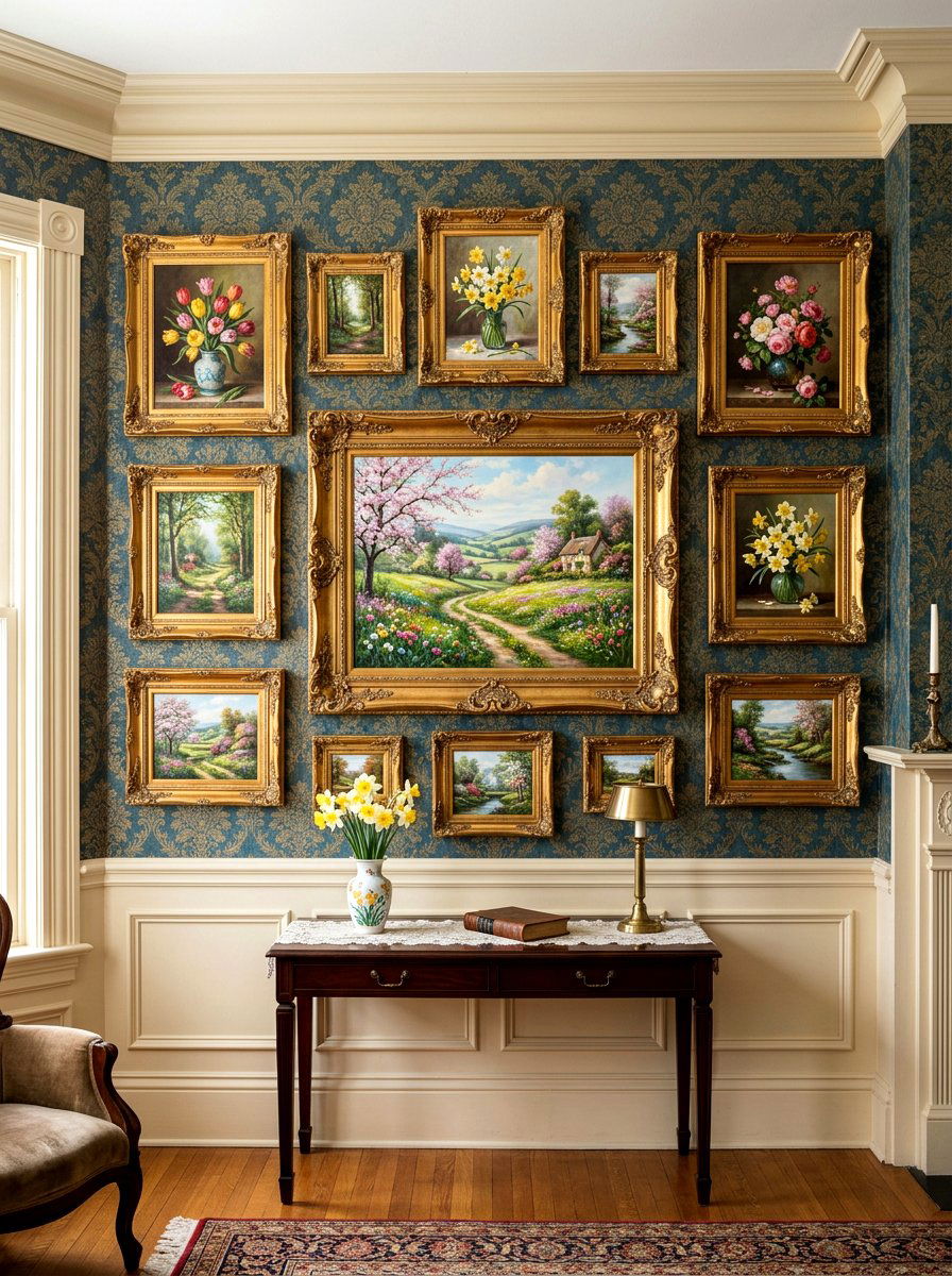Ornate gold frame spring art - 25 Spring Victorian Decor Ideas