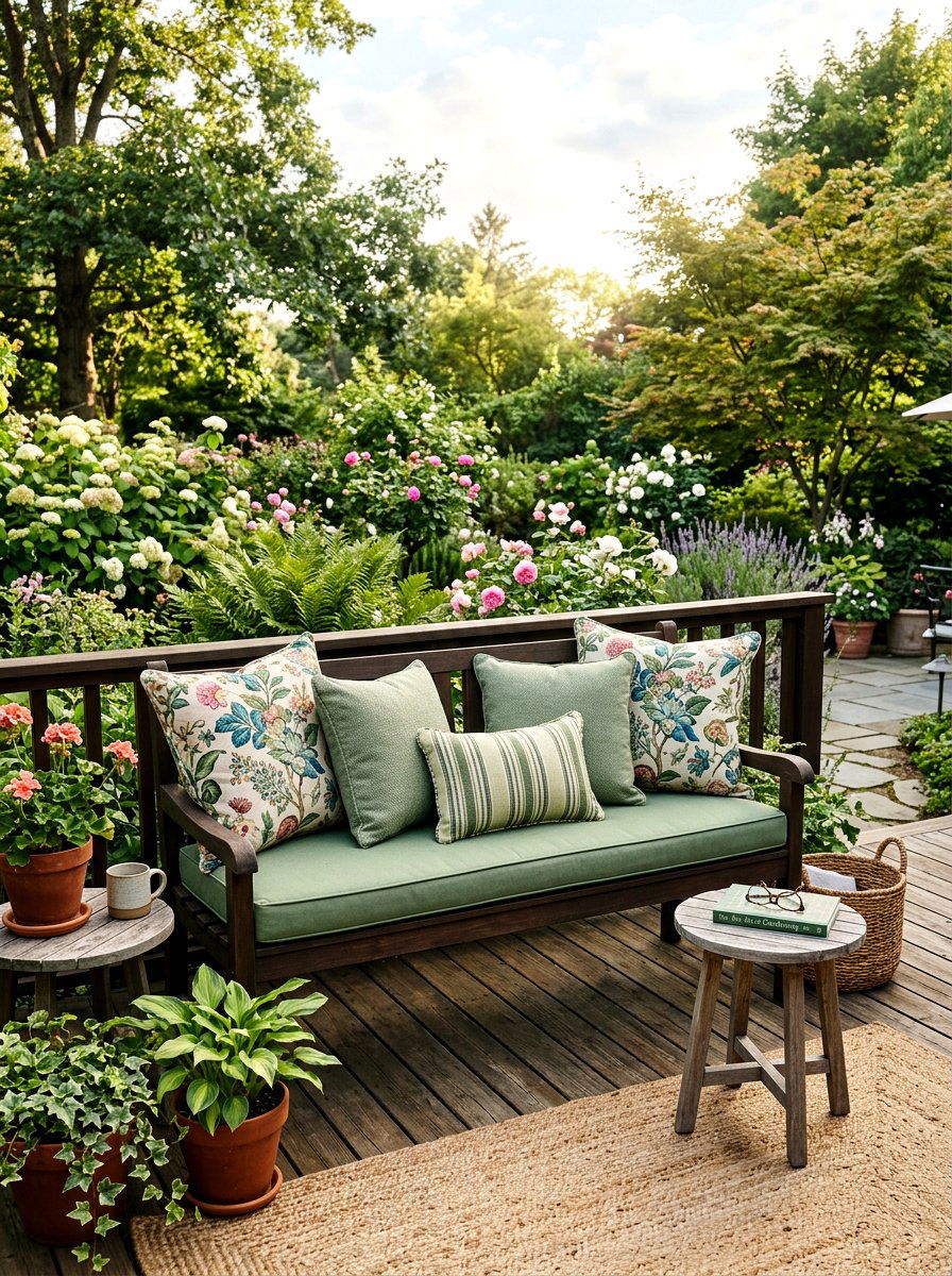 Outdoor Bench Pillows - 25 Spring Garden Bench Decor Ideas