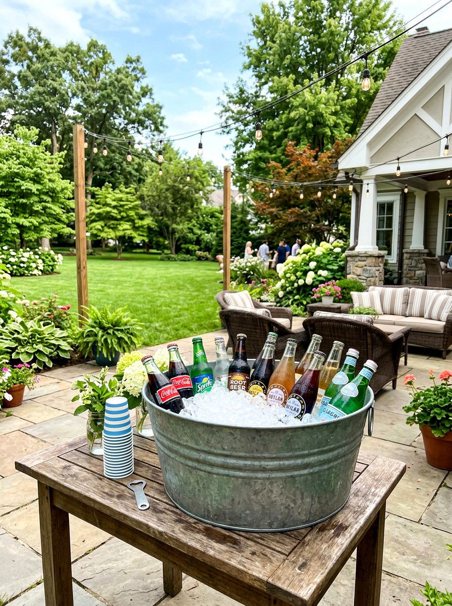 Outdoor Beverage Station - 25 Spring Galvanized Tub Decor Ideas