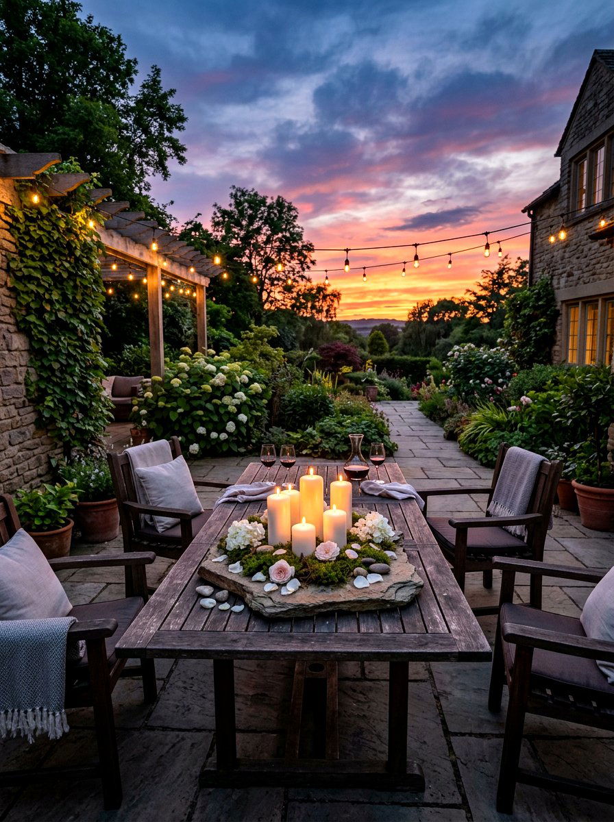 Outdoor Candle Grouping - 25 Spring Patio Table Centerpiece Ideas