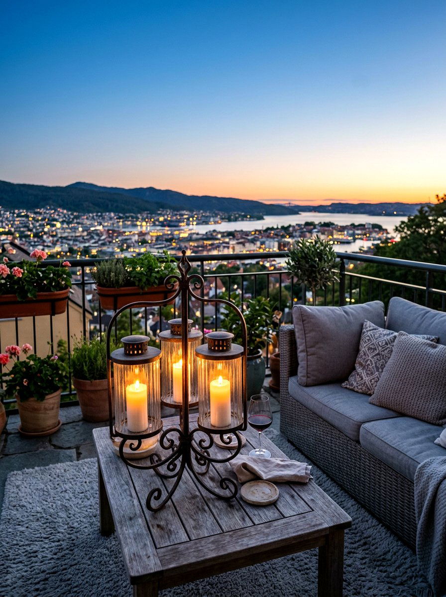 Outdoor Candle Holder - 25 Spring Balcony Table Decor Ideas