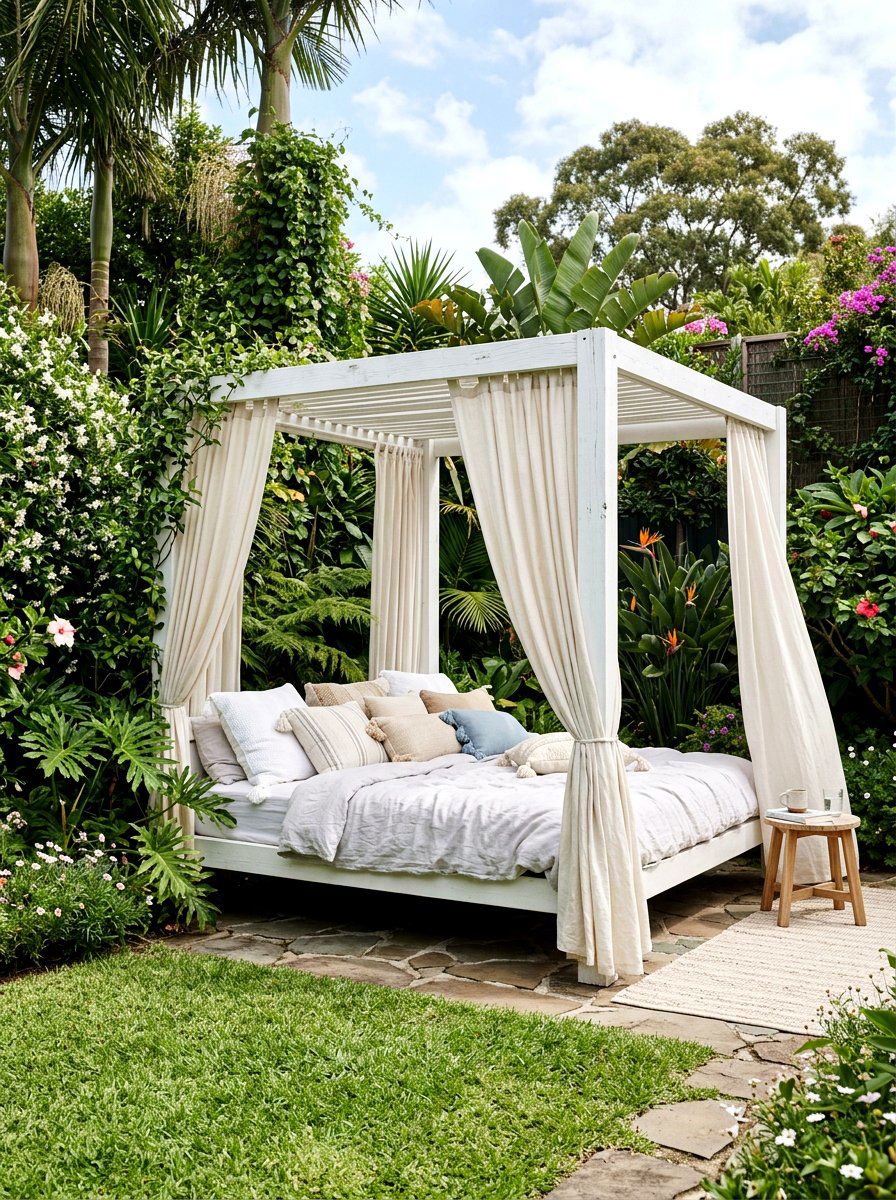 Outdoor Canopy Daybed - 25 Spring Backyard Seating Decor Ideas