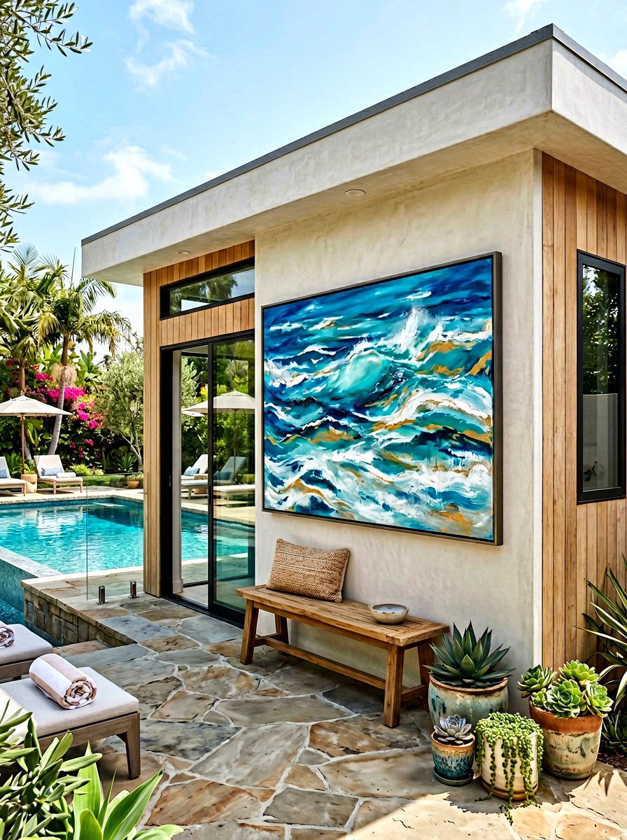 Outdoor Canvas Art - 25 Spring Poolside Decor Ideas