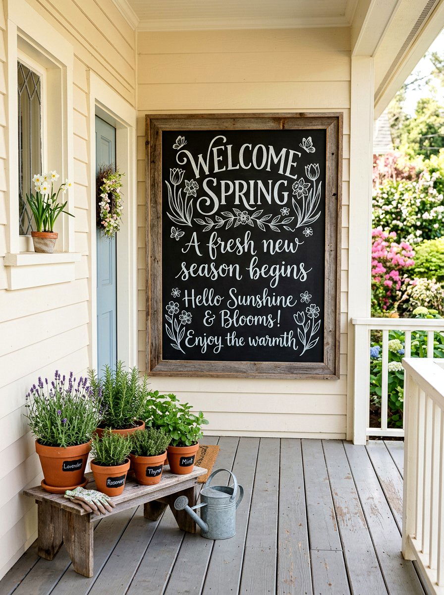 Outdoor Chalkboard Sign - 25 Spring Outdoor Wall Decor Ideas