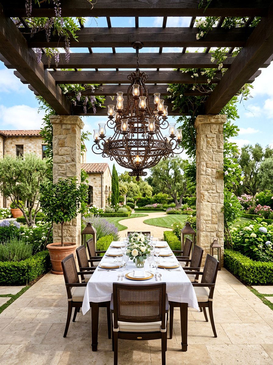 Outdoor Chandelier - 25 Spring Pergola Decor Ideas