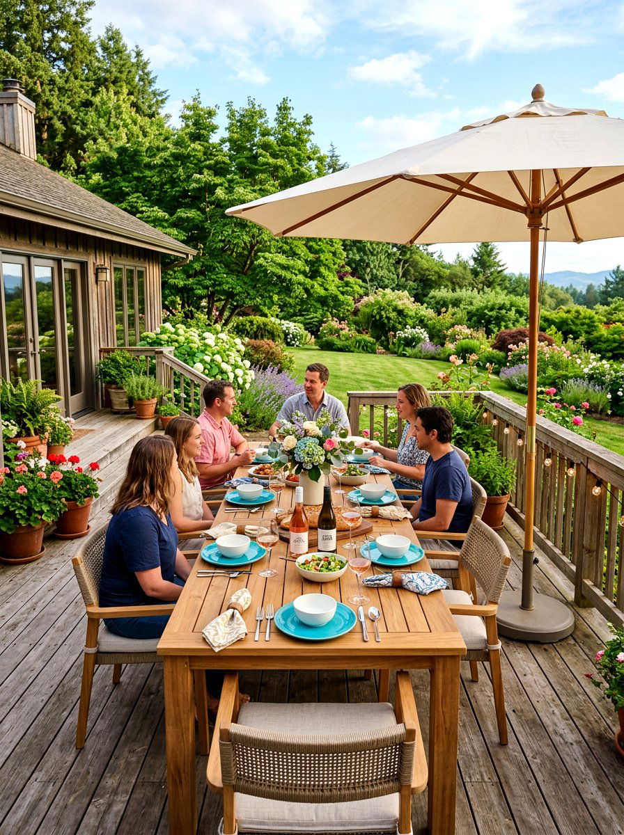 Outdoor Deck Dining Area - 25 Spring Open House Decor Ideas
