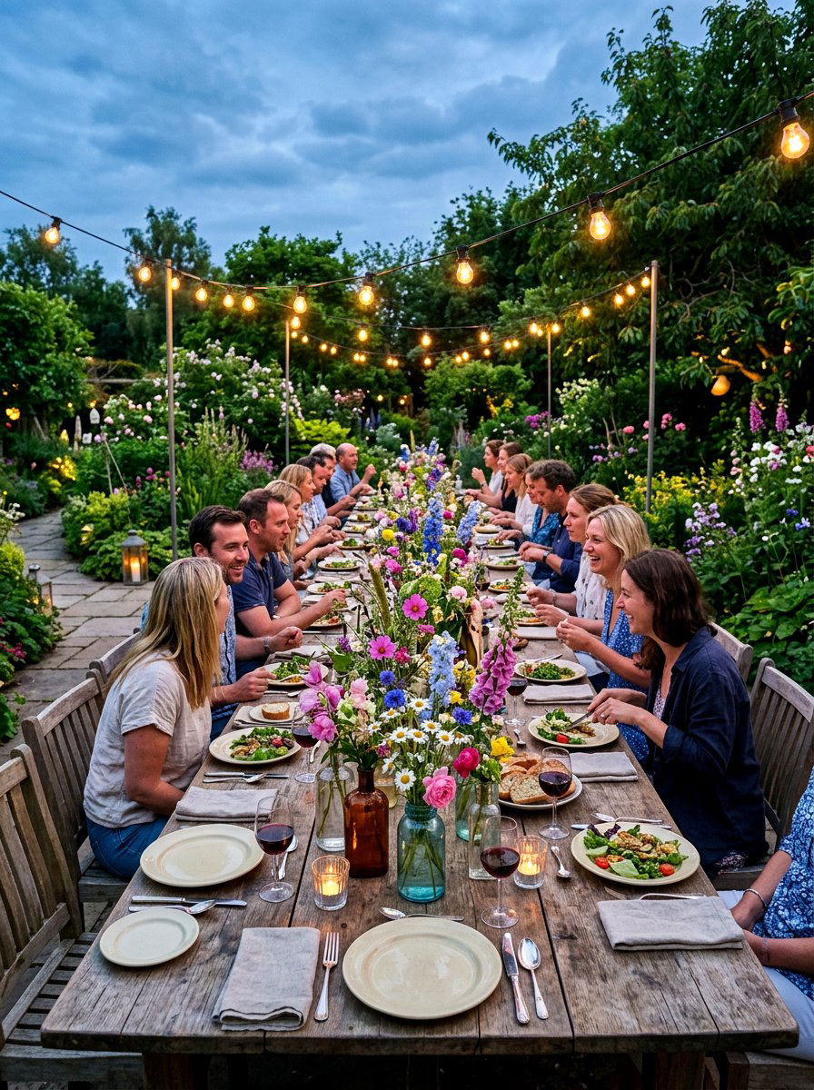 Outdoor Dining Table Spread - 25 Spring Wildflower Arrangement Ideas