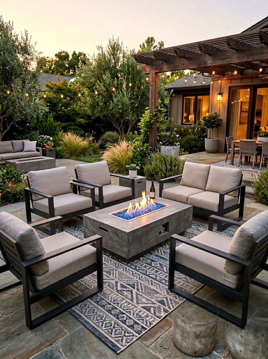 Outdoor Fire Pit Table - 25 Spring Porch Sitting Area Ideas